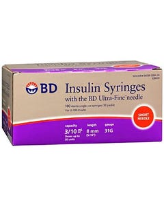 BD Ultra-Fine Needle Insulin Syringe, 100/Bx