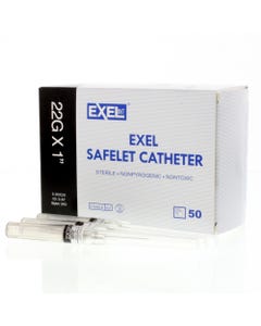 IV Catheter Safelet 22G x 1" Blue, 50/Bx