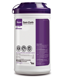 Super Sani-Cloth Germicidal Disposable Wipe, 65 Extra Large Wipes (7.5" X 15.0")