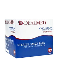 Gauze Pad Sterile Woven 4" x 4" 12-Ply, 100/Box - Promo