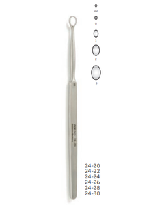 PIFFARD DERMAL CURETTES 6 1/4 (15.9 cm), oval, narrow handle - Size 1 (3 mm dia.)